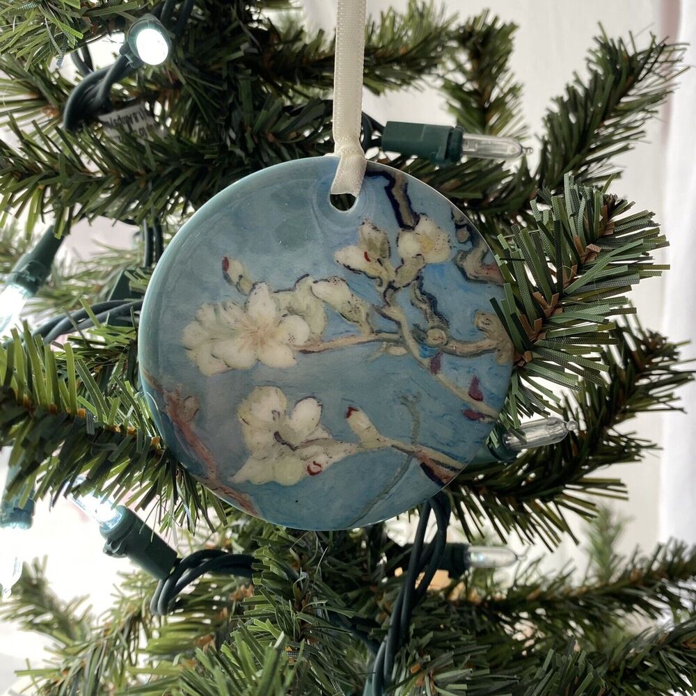 Van Gogh Almond Blossom Keepsake Ornament RainCaper Double Sided 3" PorcelainNEW